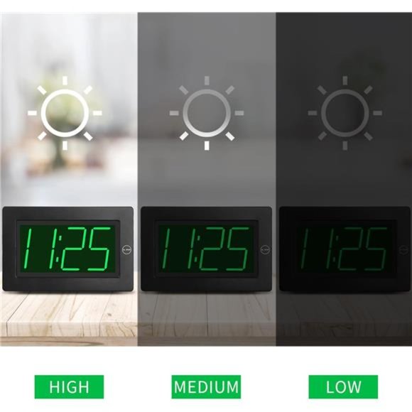 Alarm Clock, Wall Clock, Digital Clock, 3" LED Digit Display, Battery Operated - Picture 4 of 6